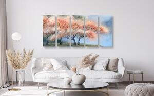 5-részes kép akvarell virágzó fák