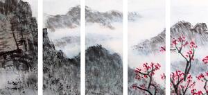 5-részes kép kínai táj ködben