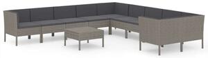 Polyrattan Kerti Ülőgarnitúra - 11 részes - Szürke