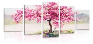 5-részes kép keleti cseresznyefa rózsaszín kivitelben