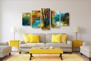 5-részes kép festett fák őszi színekben