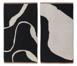 Fekete-fehér bio pamut törölköző szett 2 db-os 50x90 cm Nova Arte – Mette Ditmer Denmark