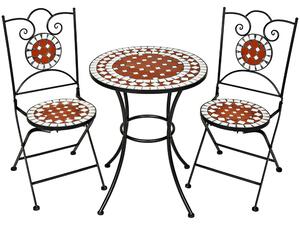 Tectake 401637 kerti bútor mozaika kerek asztal és 2 szék - barna