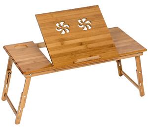 Tectake 401654 laptoptartó asztalka ágyba 72 x 35 x 26 cm, összecsukható, dönthető, magassága állítható - barna