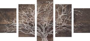 5-részes kép fa korona egy fa hatású háttéren