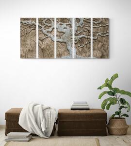 5-részes kép absztrakt fa bézs fa háttéren - 100x50