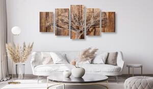 5 részes kép fa egy fából készült háttér imitációval