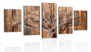 5 részes kép fa egy fából készült háttér imitációval