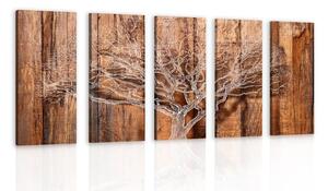 5 részes kép fa egy fából készült háttéren