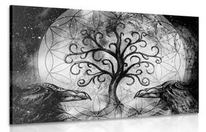 Kép varázslatos életfa fekete fehérben