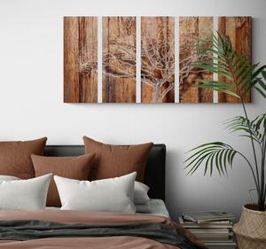 5 részes kép fa egy fából készült háttéren