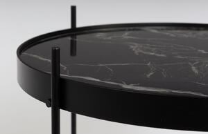 Fekete fém oldalasztal ZUIVER CUPID 43 cm márvány dekorral