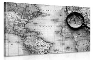 Kép fekete fehér térkép nagyítóval