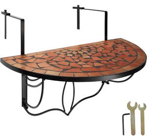 Tectake 402765 lehajtható asztal erkélyre mozaikkal 75x65x62cm - terrakotta