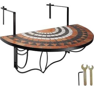 Tectake 402774 lehajtható asztal erkélyre mozaikkal 75x65x62cm - terrakotta/fehér