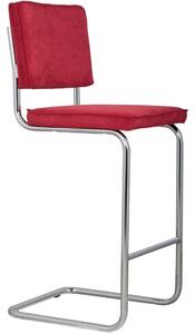 Piros kordbársony bárszék ZUIVER RIDGE RIB 75 cm