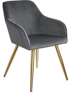 Tectake 403653 marilyn bársony kinézetű székek, arany színű - sötétszürke/arany