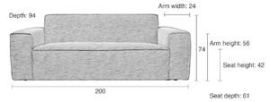 Világosszürke szövet kétüléses kanapé ZUIVER BOR 200 cm