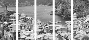 5-részes kép Olaszország partja fekete fehérben