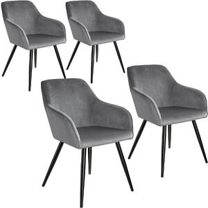 Tectake 404035 4 marilyn bársony kinézetű szék, fekete színű - szürke - fekete