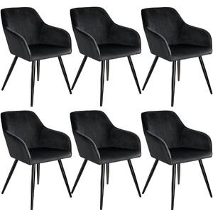 Tectake 404052 6 marilyn bársony kinézetű szék, fekete színű - fekete