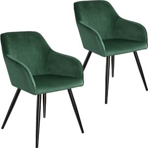 Tectake 404026 2 marilyn bársony kinézetű szék, fekete színű - sötétzöld/fekete