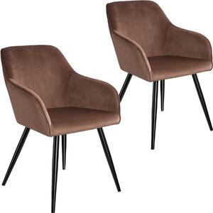 Tectake 404042 2 marilyn bársony kinézetű szék, fekete színű - barna - fekete