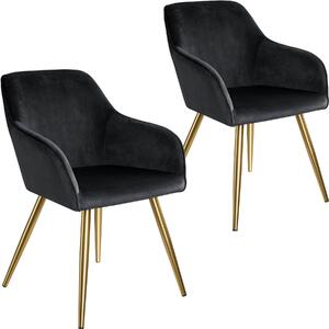 Tectake 404014 2 marilyn bársony kinézetű szék, arany színű - fekete/arany