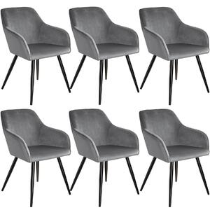 Tectake 404036 6 marilyn bársony kinézetű szék, fekete színű - szürke - fekete