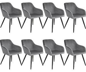 Tectake 404037 8 marilyn bársony kinézetű szék, fekete színű - szürke - fekete