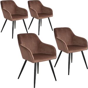 Tectake 404043 4 marilyn bársony kinézetű szék, fekete színű - barna - fekete