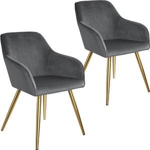 Tectake 404010 2 marilyn bársony kinézetű szék, arany színű - sötétszürke/arany