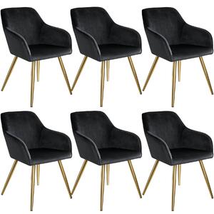 Tectake 404016 6 marilyn bársony kinézetű szék, arany színű - fekete/arany
