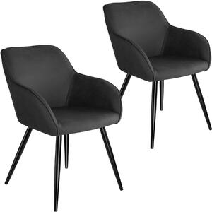 Tectake 404074 2 marilyn bársony hatású szék, fekete széklábakkal - antracit-fekete