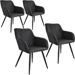 Tectake 404083 4 marilyn vászon kinézetű szék - fekete