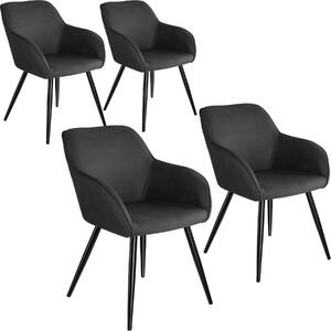 Tectake 404075 4 marilyn bársony hatású szék, fekete széklábak - antracit-fekete