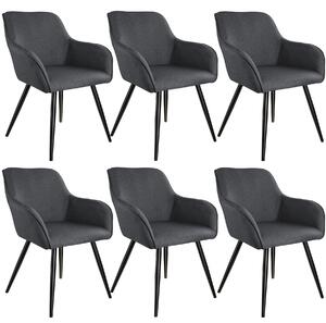 Tectake 404088 6 marilyn vászon kinézetű szék - sötétszürke-fekete