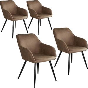 Tectake 404067 4 marilyn bársony hatású szék, fekete széklábak - barna - fekete