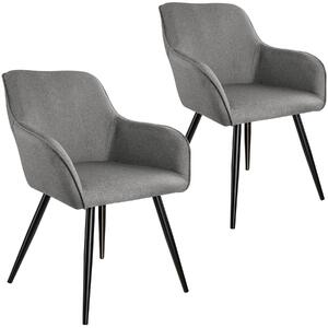 Tectake 404090 2 marilyn vászon kinézetű székek - világosszürke/fekete