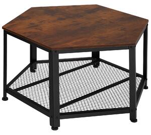 Tectake 404225 norwich dohányzóasztal 86,5x75x46,5cm - ipari sötét fa, rusztikus