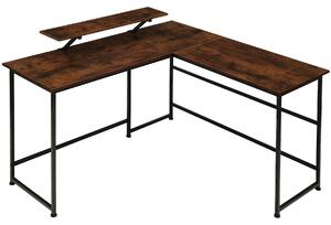 Tectake 404229 melrose íróasztal 140x130x76,5cm - ipari sötét fa, rusztikus
