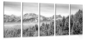 5-részes kép fagyos hegyek fekete fehérben