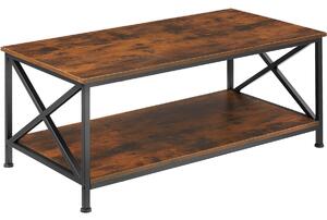Tectake 404437 pittsburgh dohányzóasztal 100x55x45,5cm - ipari sötét fa, rusztikus