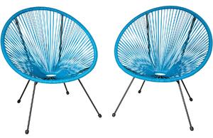 Tectake 404409 2 kerti szék santana retro acapulco stílusban - kék