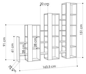 Lift sonoma könyvespolc 163,5 x 151 x 29 cm