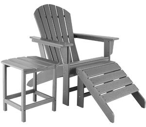 Tectake 404613 kerti szék lábtartóval és asztallal - világosszürke