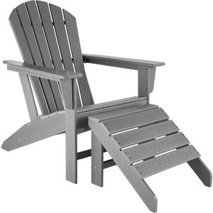 Tectake 404609 kerti szék lábtartóval adirondack kivitelben - világosszürke