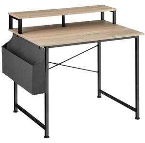 Tectake 404665 íróasztal polccal és szövet táskával - könnyű fa, tölgy sonoma, 120 cm