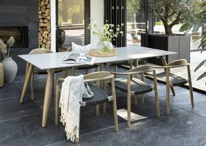 Javi kerti asztal, cement, eukaliptusz láb
