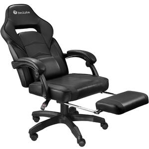 Tectake 404740 comodo versenyzői irodai szék lábtartóval - fekete/fekete